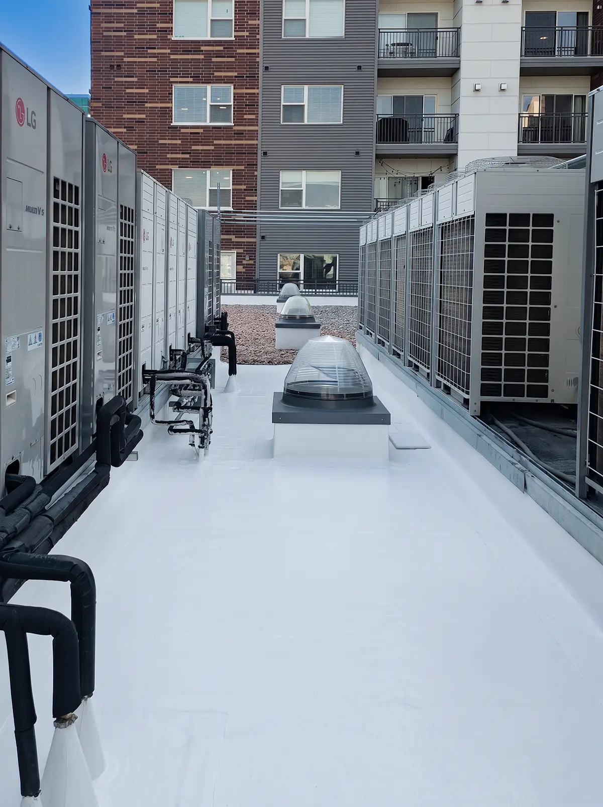 Commercial VRF indoor distribution equipment and connected building infrastructure reviewed during service and repair.